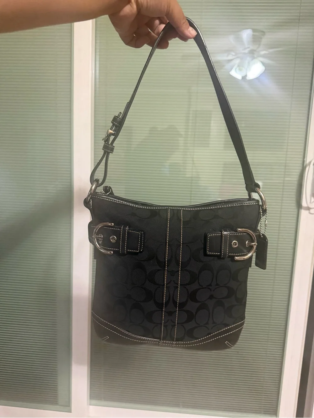 Coach Black Signature Canvas Shoulder Bag